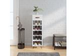 The Living Store Scarpiera Bianca 30X35X105 Cm Materiale Legno