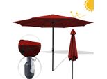 Tolletour Ombrellone A Braccio Laterale 350 Cm Con Protezione Uv, Manovella Rosso Ombrellone Da Giardino Ombrellone Da Mercato Ombrellone Da Spiaggia
