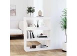 The Living Store Libreria Divisorio Bianco 80X30X103,5 Cm In Legno Di Pino Massiccio