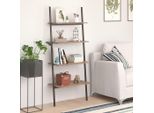 The Living Store Scaffale A 4 Ripiani Marrone Scuro E Nero 64X34X150,5 Cm