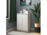 The Living Store Credenza Bianca 60X36X84 Cm In Legno Di Pino Massiccio