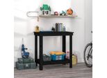 The Living Store Banco Da Lavoro Nero 80X50X80 Cm In Legno Di Pino Massiccio