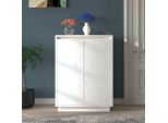 The Living Store Scarpiera Bianca 60X35X80 Cm In Legno Di Pino Massiccio
