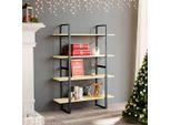 The Living Store Libreria 4 Scomparti 100X30X140 Cm In Legno Di Pino Massiccio