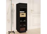 The Living Store Scarpiera Nera 30X34X105 Cm In Legno Di Pino Massiccio