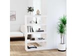 The Living Store Libreria Divisorio Bianco 80X30X135,5 Cm In Legno Di Pino Massiccio