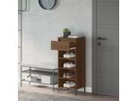 The Living Store Scarpiera Marrone Effetto Quercia 40X36X105 Cm Materiale In Legno