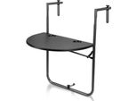 Tavolino Da Balcone Tavolino Sospeso Tavolino Da Balcone Ribaltabile Tavolino Ribaltabile Da Balcone Con 3 Altezze Regolabili, Piano 60X40 Cm, Effetto Rattan, Nero