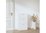 The Living Store Scarpiera Bianca 59X17X108 Cm Materiale In Legno