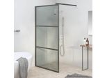 The Living Store Schermo Doccia Per Cabina Doccia 115X195 Cm Vetro Scuro Esg Nero