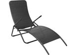 The Living Store Lettino Prendisole Pieghevole In Rattan Nero