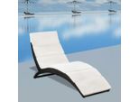 The Living Store Lettino Pieghevole Con Cuscino In Poly Rattan Nero