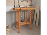 The Living Store Banco Da Lavoro Con Morse 92X48X83 Cm In Legno Massiccio Di Acacia