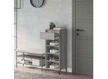 The Living Store Scarpiera Grey Sonoma 40X36X105 Cm Materiale A Base Di Legno