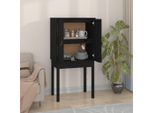 The Living Store Credenza Nera 60X40X120 Cm In Legno Di Pino Massiccio