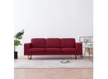 The Living Store Divano 3 Posti In Tessuto Rosso Vino