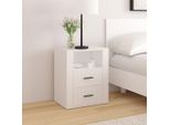 The Living Store Comodino Bianco 50X36X60 Cm In Materiale Ligneo