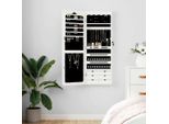 The Living Store Armadio Portagioie Con Specchio A Parete Bianco 37,5X10X106 Cm