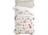 Happyfriday Moshi Moshi Dino Famiglia Colorata Set Copripiumino 2 Pezzi