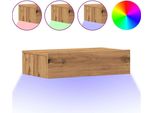 Syfax™ Mobile Porta Tv Con Luci Led Rovere Artigianale 60X35X15,5 Cm