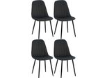 Set Di 4 Sedie Da Pranzo - Rivestimento In Velluto - Elevato Comfort Di Seduta | Colore: Nero