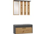Set Guardaroba Parma – Mobili Moderni Per Ingresso Con Panca Porta Scarpe, Specchio E 6 Ganci | Antracite/Artisan Oak