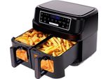 Friggitrice Ad Aria Calda A Doppia Camera 2 Camere, 10 L (5 L + 5 L) Friggitrice Ad Aria Con Finestra Di Ispezione Regolazione Separata Della Temperatura A Due Zone, Friggitrice Ad Aria Calda 8 In 1 Doppia Camera Controllo Touch Fino A 200 ℃, Friggitrice Ad Aria 2600 W Illuminazione Integrata
