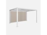 Pergola Bioclimatica 3X4M In Alluminio E Acciaio + Tenda 4M, Bianco