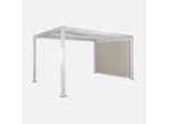 Pergola Bioclimatica 3X4M In Alluminio E Acciaio + Tenda 3M, Bianco