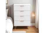 Unboxg Comò Bianco 60×34×90 Cm – 4 Cassetti, Armadio Contenitore, Spazio Di Archiviazione Per Camera Da Letto, Soggiorno O Ufficio