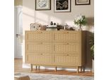 Unboxg Comò In Legno Massello 115X40X80 Cm Rovere – 6 Cassetti Credenza Comodino Comò Con Ampio Spazio Contenitivo, Mobili Per Soggiorno E Camera Da Letto, Robusto, Resistente, Moderno