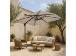 Ombrellone 3X4M Bianco Inclinabile Girevole + 4 Marmette - Oviala Caserta