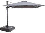 Ombrellone Alu 3X3 360° Inclinabile + Base 100L Su Ruote, Grigio - Oviala Malaga