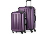 Alex - Set Di 2 Bagagli A Mano + Valigia Di Medie Dimensioni, Set Di Valigie Resekofffer Trolley A Guscio Rigido In Policarbonato Lucido, Melanzana