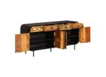 Vidaxl Credenza 140X35X70 Cm In Legno Massiccio Antico E Metallo