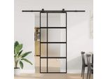 Vidaxl Porta Scorrevole Con Rubinetteria 90X205 Cm In Vetro Temperato E Alluminio