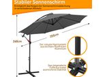Jayseuw Ombrellone Ombrellone A Braccio Laterale Ombrellone Da Giardino Gazebo 350 Cm - Grigio