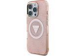 Etui Guess Iml Metal Glitter 4G Circle Triangle Magsafe Do Iphone 16 Pro RóżOwy