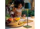 Zafferano Lampada A Led Da Tavolo Poldina Pro Verde Scuro Ricaricabile E Dimmerabile Con Batteria Fino A 12 Ore