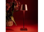 Zafferano Lampada A Led Da Tavolo Poldina Pro Bordeaux Ricaricabile E Dimmerabile Con Batteria Fino A 12 Ore. Da Uso Esterno IP65