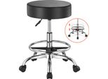 Vevor Sgabello A Rotelle Sgabello Da 204 Kg Caricabile Regolabile In Altezza (55-71 Cm) Sgabello Girevole Da Lavoro Con Schienale E Poggiapiedi, Sgabello Girevole In Finto Cuoio Per Salone Spa Clinica Massaggi Nero