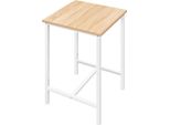 Tavolo Da Bar - Tavolo Alto Quadrato - 60X60X100 Cm - Struttura In Metallo - Con Ripiano - Per 2 Persone - Salvaspazio - Rovere Chiaro/Grigio Chiaro