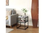 Tavolino 'Tronevn' Con Piano In Vetro In Acciaio 50 X 40 X 40 Cm Nero