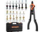 Set Di Pinze Per Dadi Rivettati Succebuy Da 42 Cm, Pinze Rivettatrici A Due Mani Con 13 Inserti E 130 Dadi In Misure Metriche E Sae M3, M4, M5, M6, M8, M10, M12, 1/2-13, 8-32, 10-24, 1/4-20, 5/16-18, 3/8-16 Unc