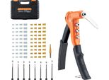Set Di Pinze Per Dadi Rivettanti Succebuy 23 Cm, Pinza Rivettante Monomano Con 8 Punte, Punta A Gradini E 80 Dadi In Misure Metriche E Sae M3, M4, M5, M6, 6-32, 8-32, 10-24, 1/4-20 Unc, Incl. Valigetta Di Conservazione