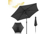 Ombrellone Izrielar Ø270Cm, Ombrellone Da Giardino, Pieghevole, Telo Con Rivestimento Pa, Protezione Uv Fino A Upf 50+, Senza Supporto, Grigio