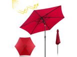 Ombrellone Izrielar Ø270Cm, Ombrellone Da Giardino, Pieghevole, Telo Con Rivestimento Pa, Protezione Uv Fino A Upf 50+, Senza Supporto, Rosso