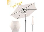 Ombrellone Izrielar Ø270Cm, Ombrellone Da Giardino, Pieghevole, Telo Con Rivestimento Pa, Protezione Uv Fino A Upf 50+, Senza Supporto, Beige