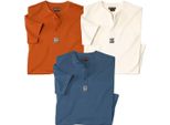 Atlas For Men - Maglietta Con Collo Henley Da Uomo (Confezione Da 3) AF4001 (6XL) (Blu/Ecru/Arancione)