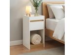 Comodino "Lure"" 55 X 30 X 35 Cm Con 1 Cassetto E 1 Ripiano Bianco/Effetto Rovere"